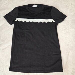 Red Valentino black lace‑sheer scallop tee size XS